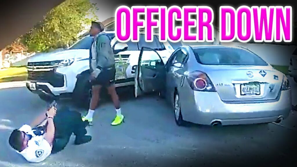 Psycho Slams Car Into Cops!