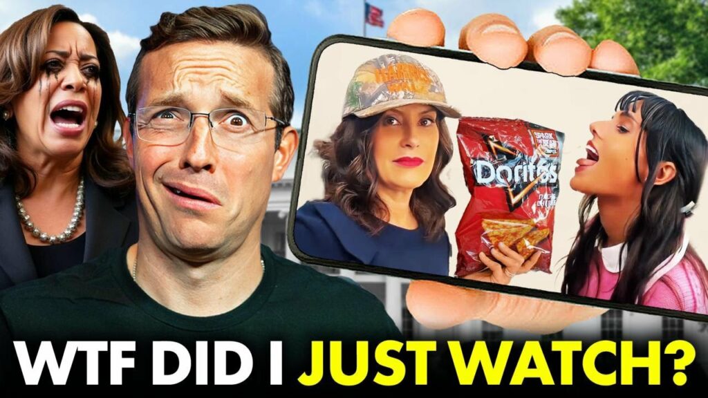 JOY! Kamala Campaign Films ‘Soft-Core Lesbian P*rn’ With Influencer On Her Knees Eating Doritos