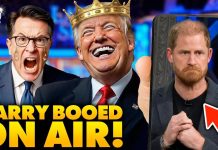 Prince Harry Gets BOOED Off Stage on Stephen Colbert After CRINGE Trump Jokes FAIL | Humiliation…