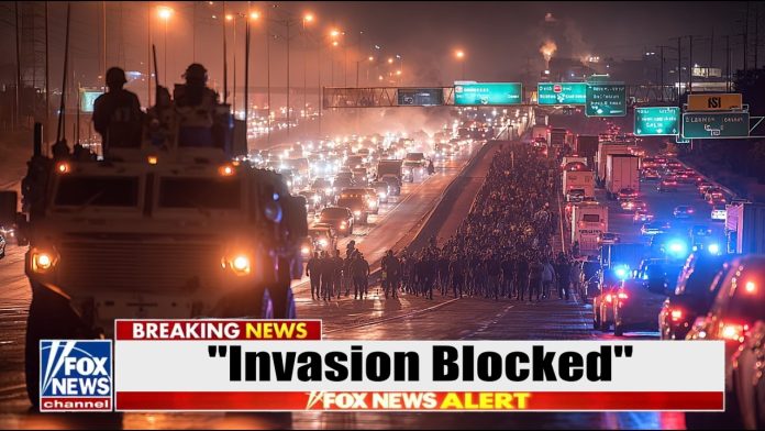 INVASION CONVOY JAMS Interstate… Texas 'Marines' SEAL EXITS, MARCH Illegals to MEXICO